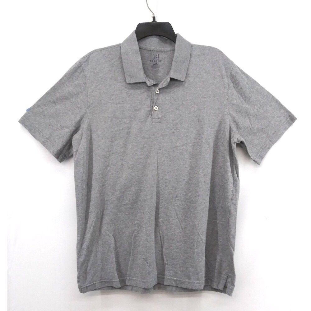 George Polo Shirt Men Size L Light Gray Collared Short Sleeve Top Rugby Golf